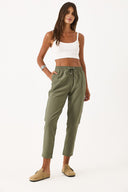 Kadın Alian Beli Lastikli Armürlü Beach Pantolon - Haki