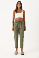 Kadın Alian Beli Lastikli Armürlü Beach Pantolon - Haki
