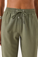 Kadın Alian Beli Lastikli Armürlü Beach Pantolon - Haki