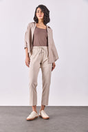 Kadın Alian Beli Lastikli Beach Pantolon - Bej