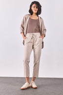 Kadın Alian Beli Lastikli Beach Pantolon - Bej