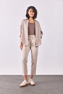 Kadın Alian Beli Lastikli Beach Pantolon - Bej
