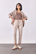 Kadın Alian Beli Lastikli Beach Pantolon - Bej