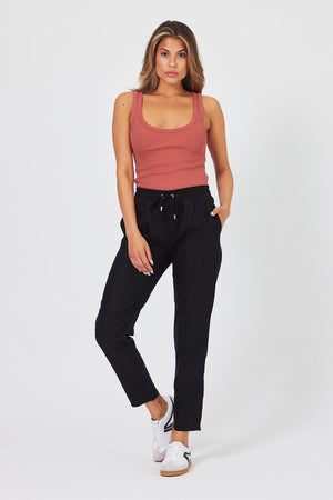 Kadın Alian Beli Lastikli Beach Pantolon %100 Lyocell (Tencel™) - Siyah