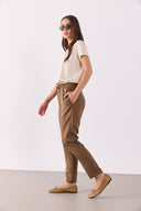 Kadın Alian Beli Lastikli Beach Pantolon %100 Lyocell (Tencel™) - KAKAO