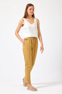 Kadın Alian Beli Lastikli Beach Pantolon %100 Lyocell (Tencel™) - Bal Köpüğü