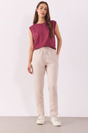 Kadın Alian Beli Lastikli Beach Pantolon %100 Lyocell (Tencel™) - Taş