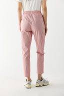 Kadın Alian Beli Lastikli Çizgili Gabardin Pantolon - Kırmızı Çizgili