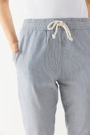 Kadın Alian Beli Lastikli Çizgili Gabardin Pantolon - Lacivert Çizgili