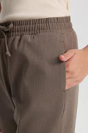 Kadın Alian Beli Lastikli Formal Yumuşak Dokulu Pantolon - Vizon