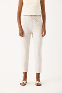 Kadın Alian Beli Lastikli Gofre Çizgili Beach Pantolon - Taş Çizgili