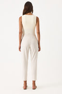 Kadın Alian Beli Lastikli Gofre Çizgili Beach Pantolon - Taş Çizgili