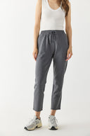 Kadın Alian Beli Lastikli Kalın Çizgili Gofre Pantolon - Gri Çizgili