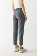 Kadın Alian Beli Lastikli Kalın Çizgili Gofre Pantolon - Gri Çizgili