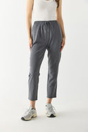 Kadın Alian Beli Lastikli Kalın Çizgili Gofre Pantolon - Gri Çizgili