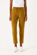 Kadın Alian Beli Lastikli %100 Keten Beach Pantolon - Bakır