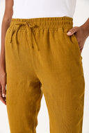 Kadın Alian Beli Lastikli %100 Keten Beach Pantolon - Bakır