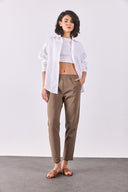 Kadın Alian Beli Lastikli Smart Pantolon - Taş