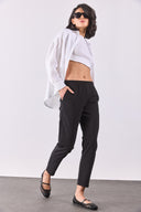 Kadın Alian Beli Lastikli Smart Pantolon - Siyah