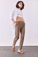 Kadın Alian Beli Lastikli Smart Pantolon - Taş