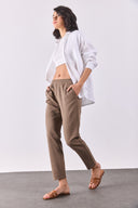Kadın Alian Beli Lastikli Smart Pantolon - Taş