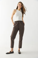 Kadın Alian Beli Lastikli Sülfür Çizgili Pantolon - Ağaç Kabuğu Çizgili