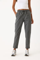 Kadın Alian Beli Lastikli Sülfür Çizgili Pantolon - Antrasit Çizgili