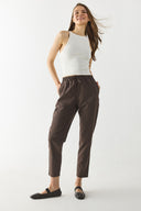 Kadın Alian Beli Lastikli Sülfür Çizgili Pantolon - Ağaç Kabuğu Çizgili