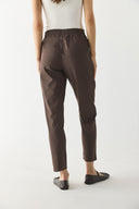 Kadın Alian Beli Lastikli Sülfür Çizgili Pantolon - Ağaç Kabuğu Çizgili