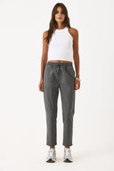 Kadın Alian Beli Lastikli Sülfür Çizgili Pantolon - Antrasit Çizgili