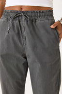 Kadın Alian Beli Lastikli Sülfür Çizgili Pantolon - Antrasit Çizgili