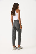 Kadın Alian Beli Lastikli Sülfür Çizgili Pantolon - Antrasit Çizgili