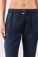 Kadın Alian Blue Black Beli Lastikli Beach Pantolon %100 Lyocell (Tencel™) - Blue Black