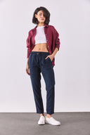 Kadın Alian Blue Black Beli Lastikli Beach Pantolon %100 Lyocell (Tencel™) - Blue Black