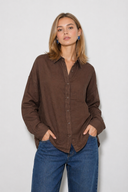Alina Oversize %100 Keten Gömlek-Kahverengi