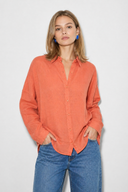 Alina Oversize %100 Keten Gömlek-Kiremit