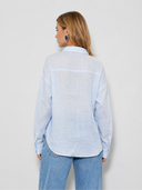 Alina Oversize %100 Keten Gömlek-Mavi