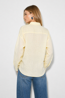 Alina Oversize %100 Keten Gömlek-Vanilya