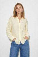 Alina Oversize %100 Keten Gömlek-Vanilya