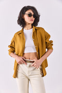 Kadın Alina Oversize Gömlek %100 Keten - Bakır