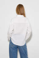 Alina Oversize %100 Keten Gömlek-Beyaz