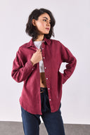 Kadın Alina Oversize Gömlek %100 Keten - Bordo