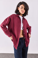 Kadın Alina Oversize Gömlek %100 Keten - Bordo