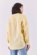 Kadın Alina Oversize %100 Keten Gömlek - Vanilya