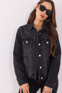 Kadın Ally Black Slim Fit Jean Ceket - Black