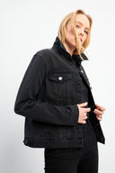 Kadın Ally Black Slim Fit Jean Ceket - Black