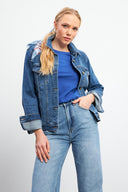 Kadın Ally Dark Blue Slim Fit Jean Ceket - Dark Blue