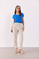 Kadın Almira V Yaka Sırtı Detaylı Modal Tişört (TENCEL)™ - Safir