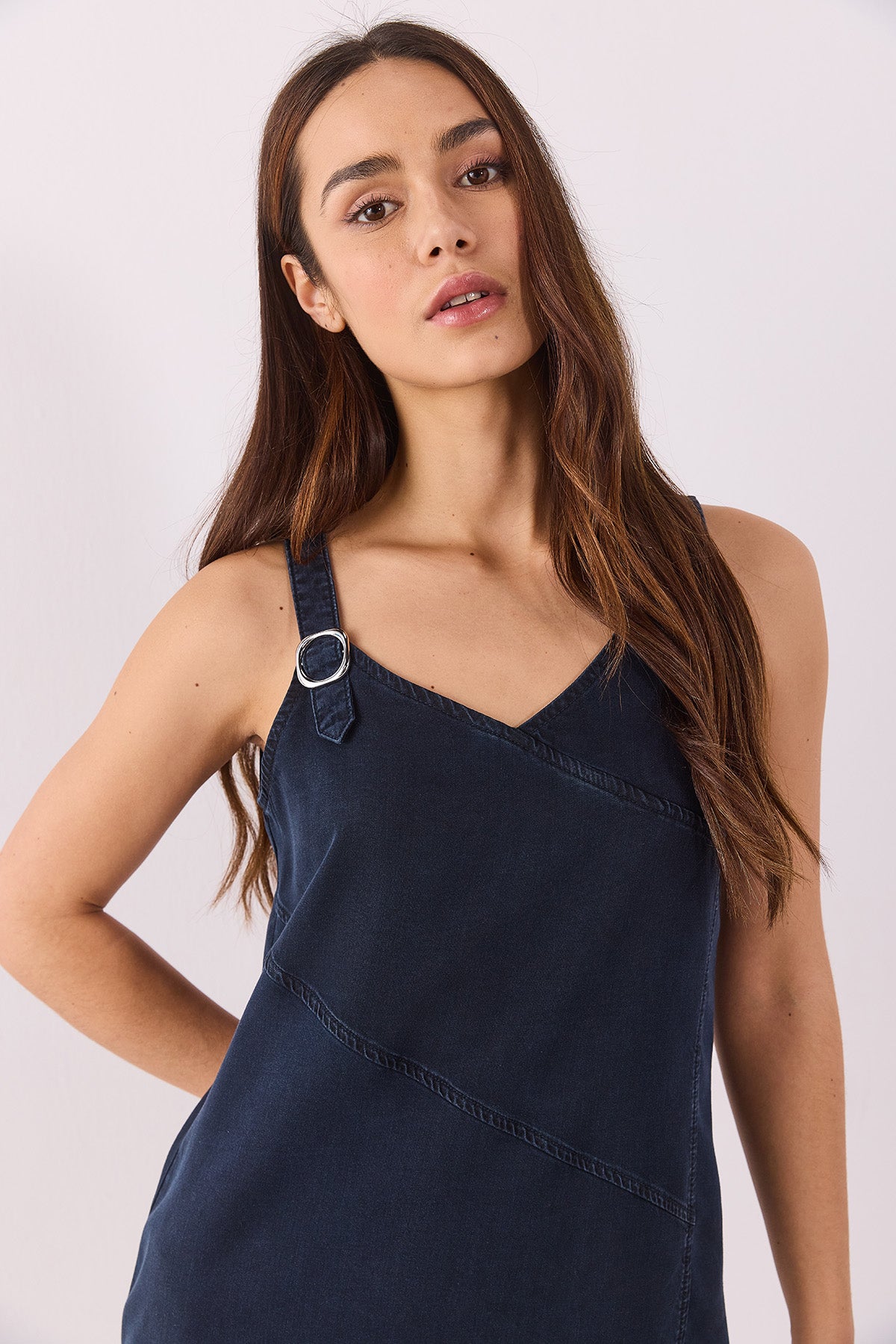 Kadın Angelica Blue Black Regular Fit Jean Elbise %100 Lyocell (Tencel™) - Blue Black
