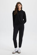 Kadın Angelica Kapüşonlu Regular Fit Triko Kazak - Siyah